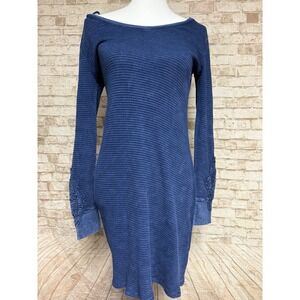 Able Bohemian Textured Knit Thermal Dress With Embroidered Floral Applique S